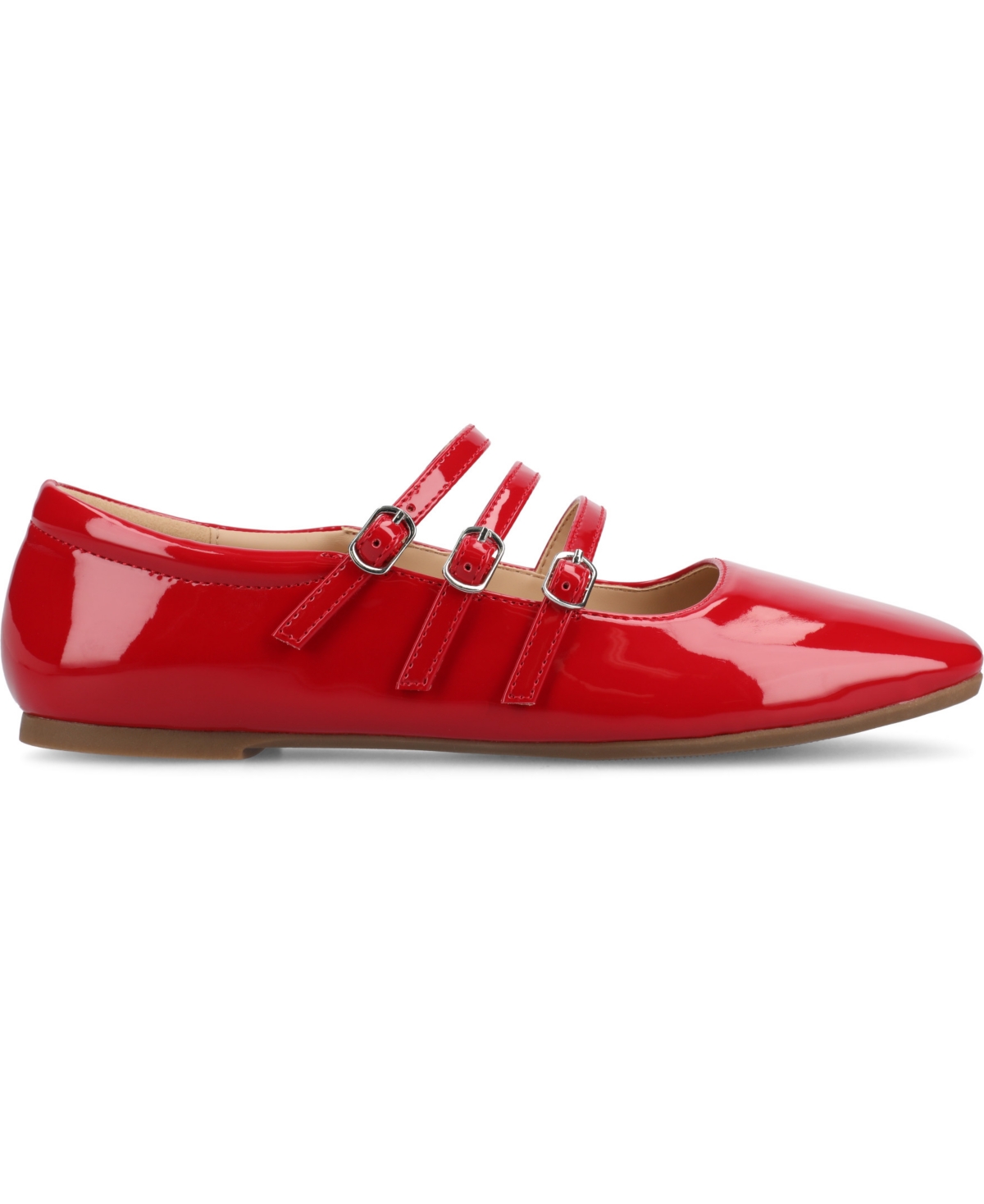 Shop Journee Collection Women's Darlin Multi Strap Mary Jane Square Toe Flats In Red Patent