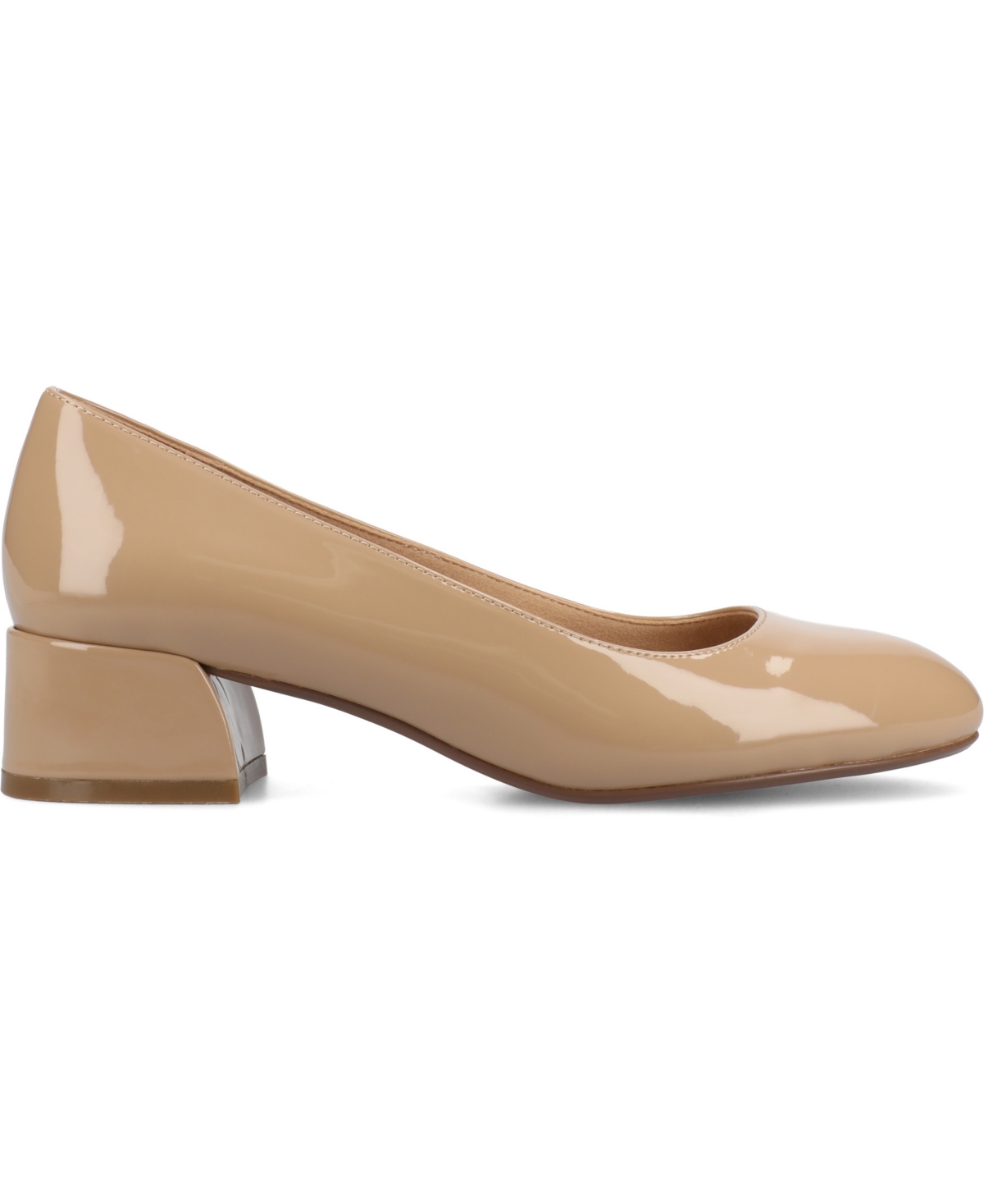 Journee Collection Women's Saarii Round Toe Block Heel Pumps In Nude Patent