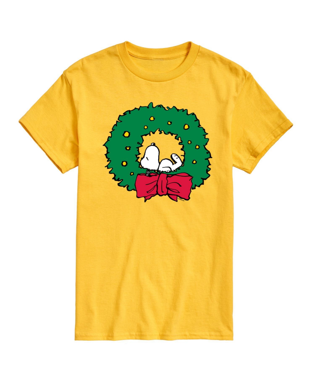 Airwaves Men's Peanuts Snoopy Wreath Short Sleeve Tee In Yellow
