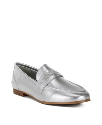 Eden Ode Rhinestone Strap Metallic Loafers
