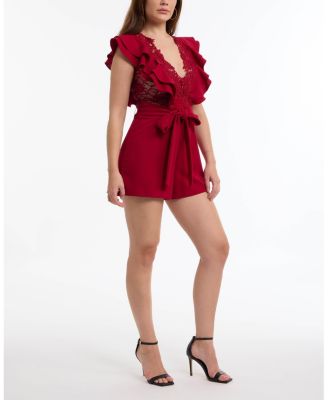 Women's Flowy Cascade Lace Romper