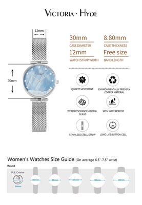 Woman Watch 30mm Mother-of-pearl dial 60 pearls, Victoria Hyde