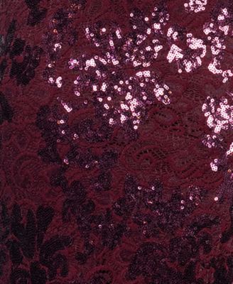 Juniors' Sequined Lace Corset Gown