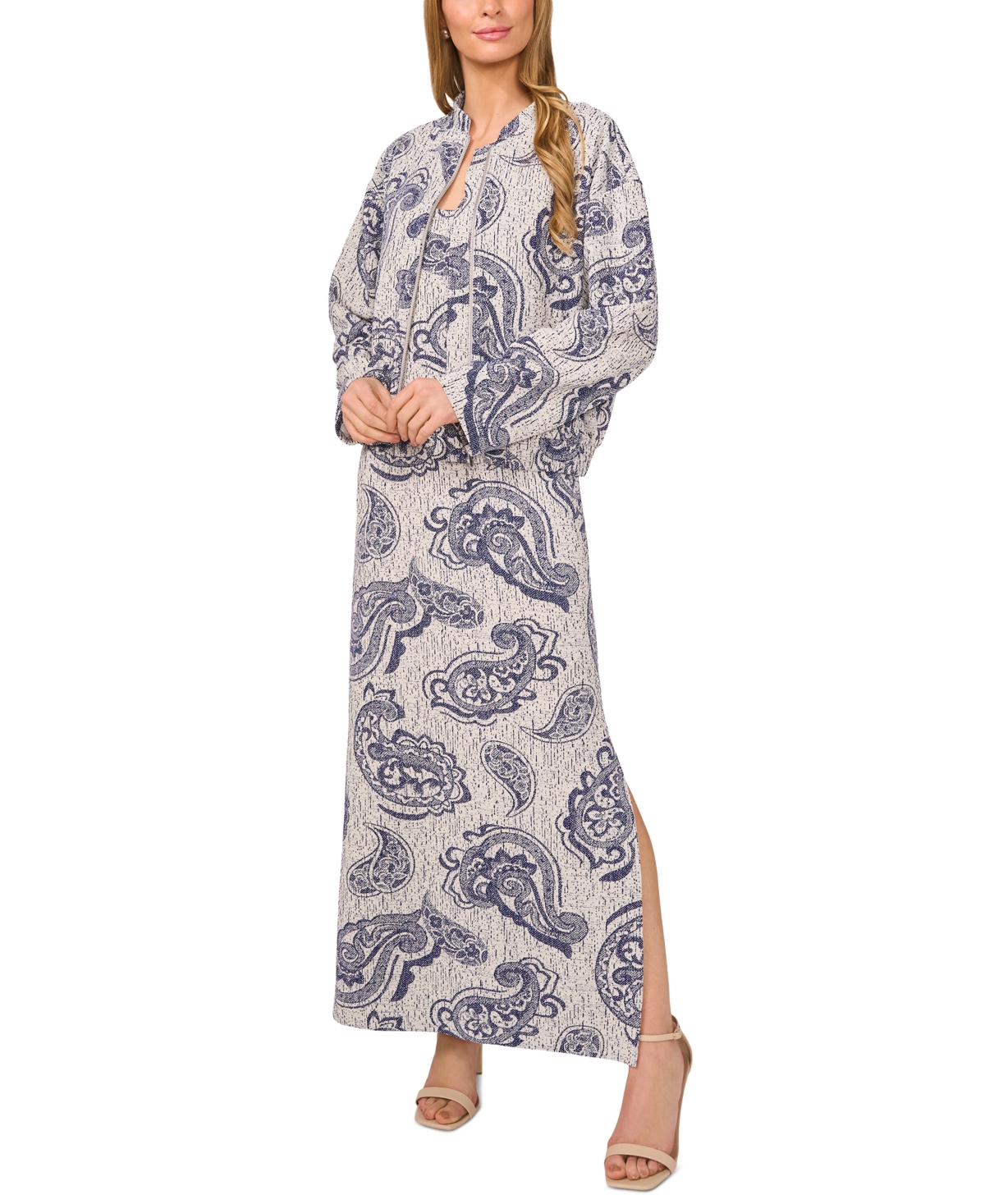 Women's Paisley Bomber Jacket & Maxi Dress Set - Twilight Blue