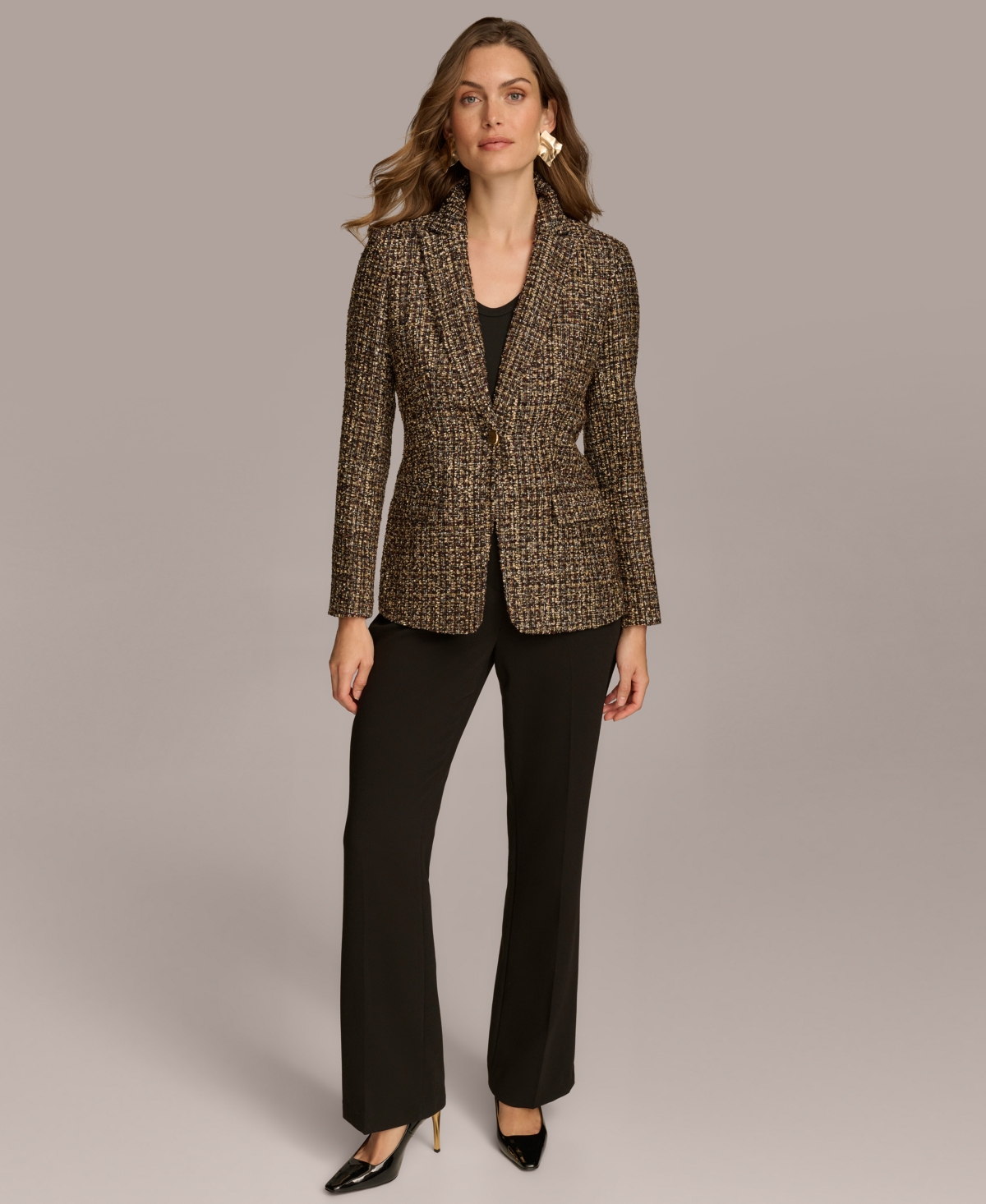 Donna Karan New York Women's Single-Button Tweed Blazer