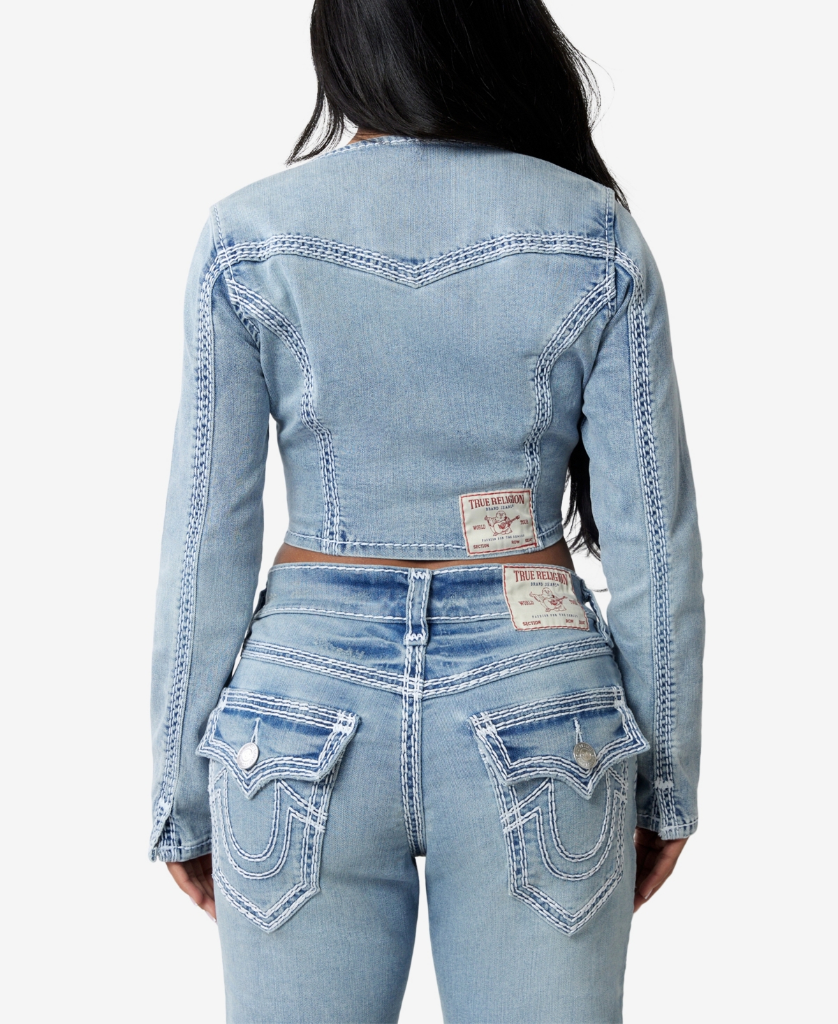 TRUE RELIGION WOMEN'S LONG SLEEVE SUPER V NECK TOP 