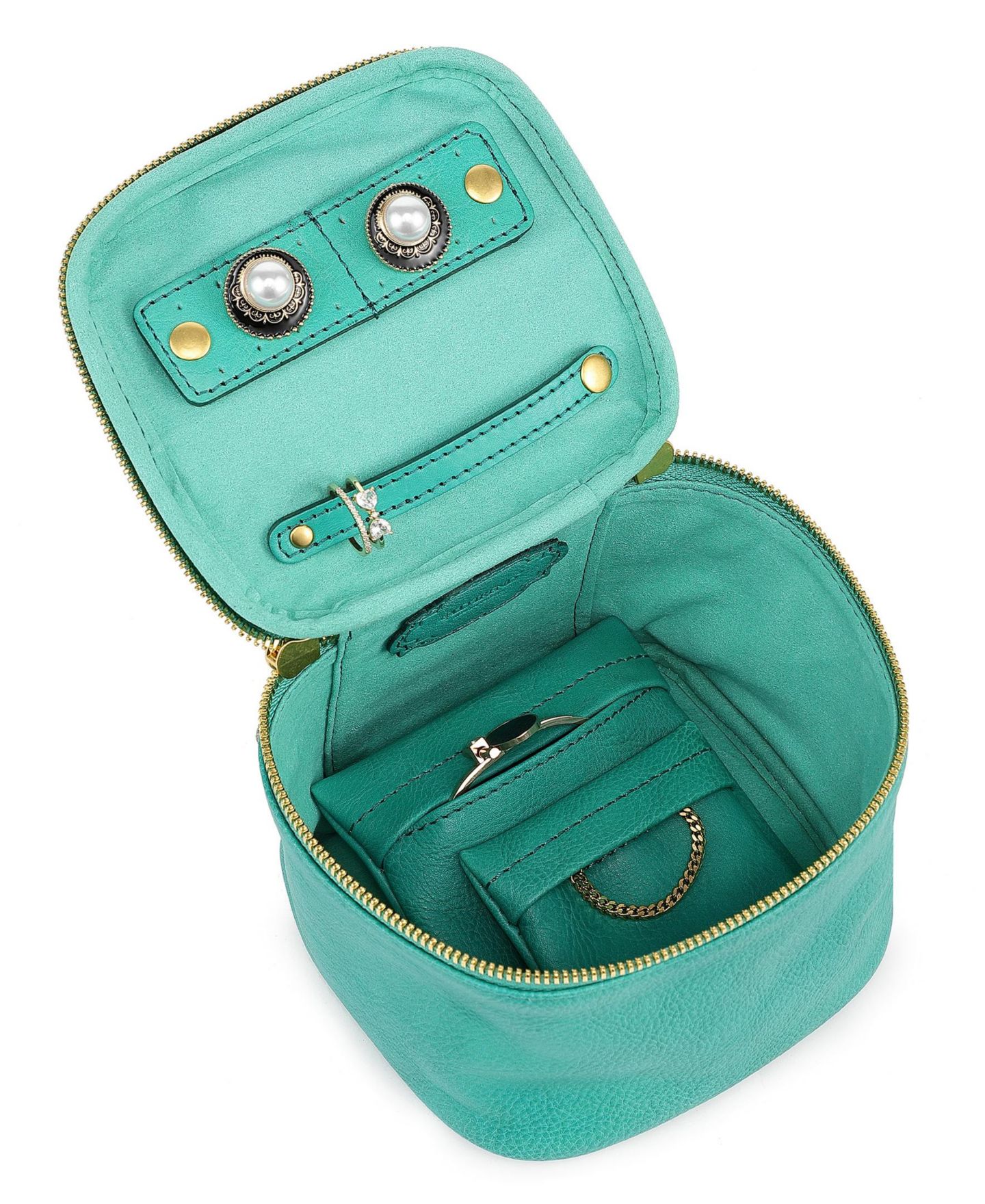 OLD TREND Celosia Cube Leather Jewelry Case, цвет: Аквамариновый — фото 5