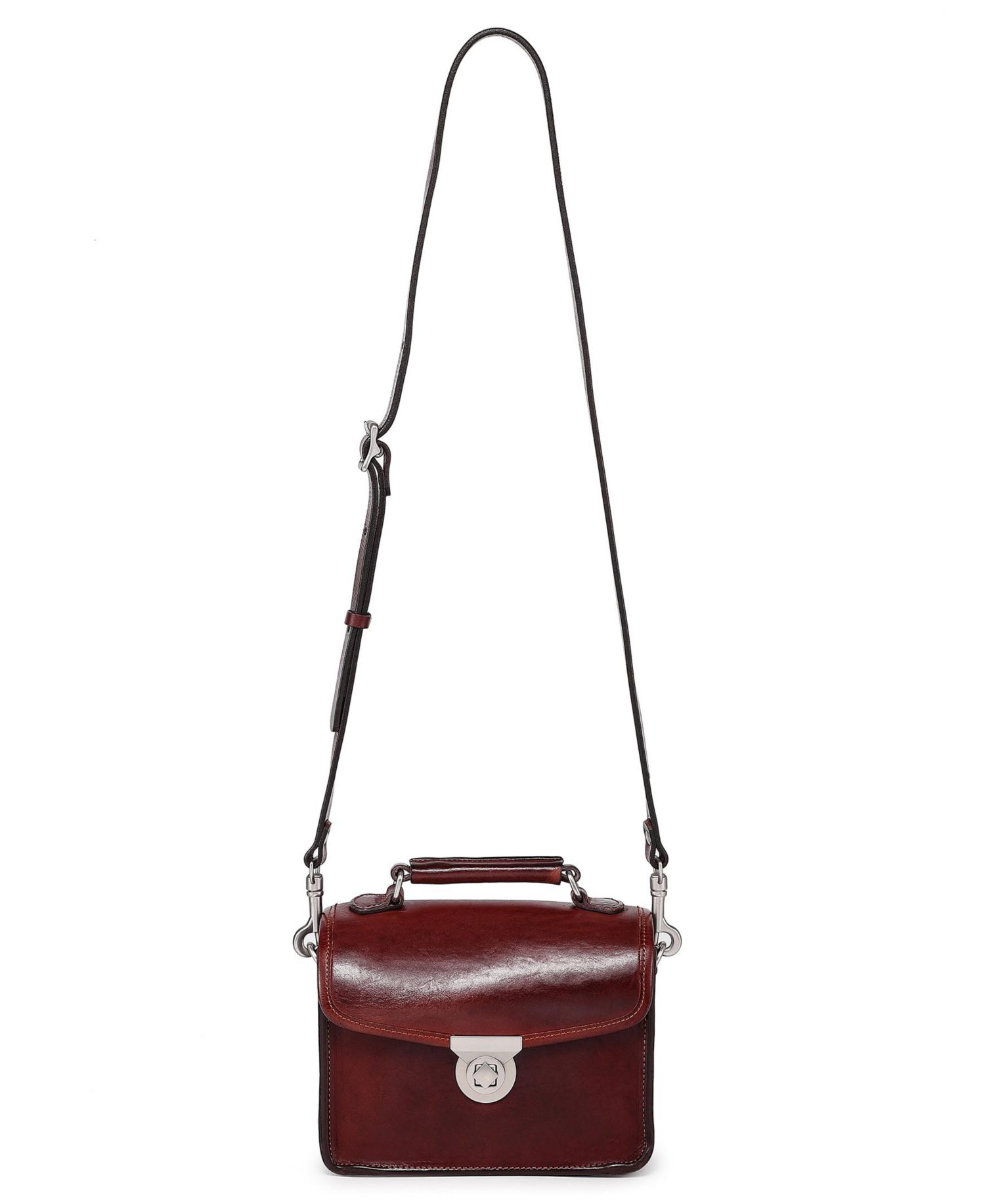 Laurel Mini Leather Convertible Pushlock Crossbody Bag