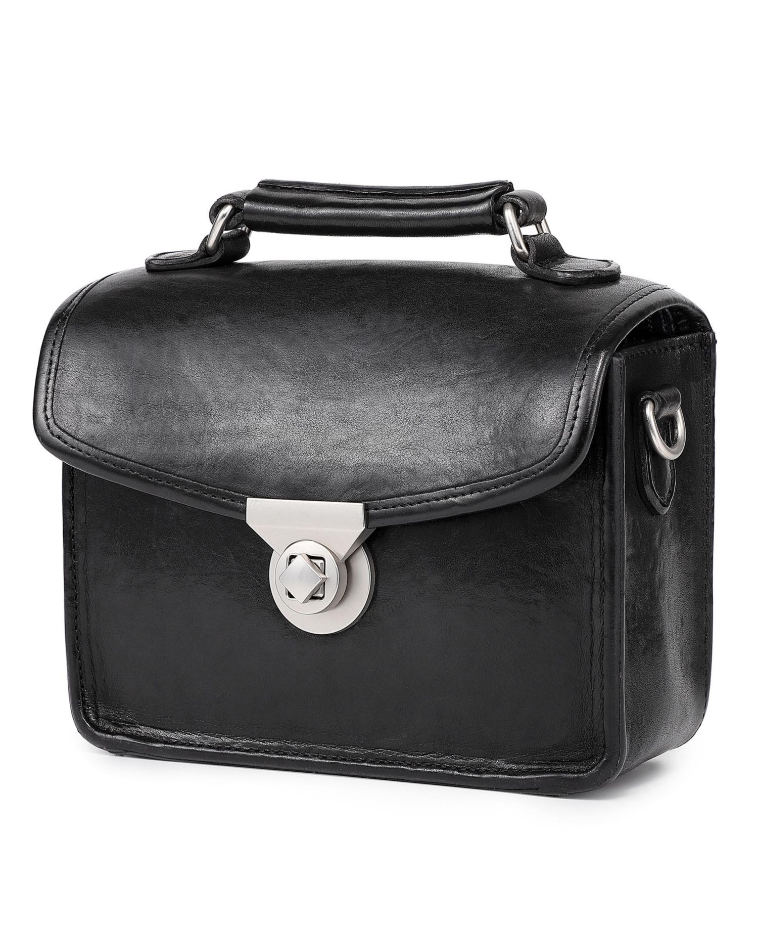 Laurel Mini Leather Convertible Pushlock Crossbody Bag