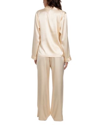 Women's Satin Jacquard Striped Pajama Set