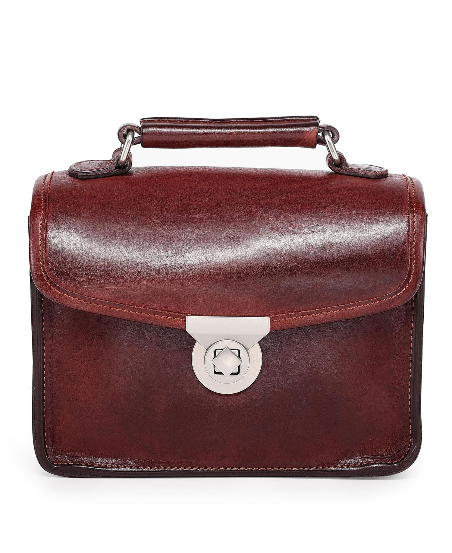 Laurel Mini Leather Convertible Pushlock Crossbody Bag