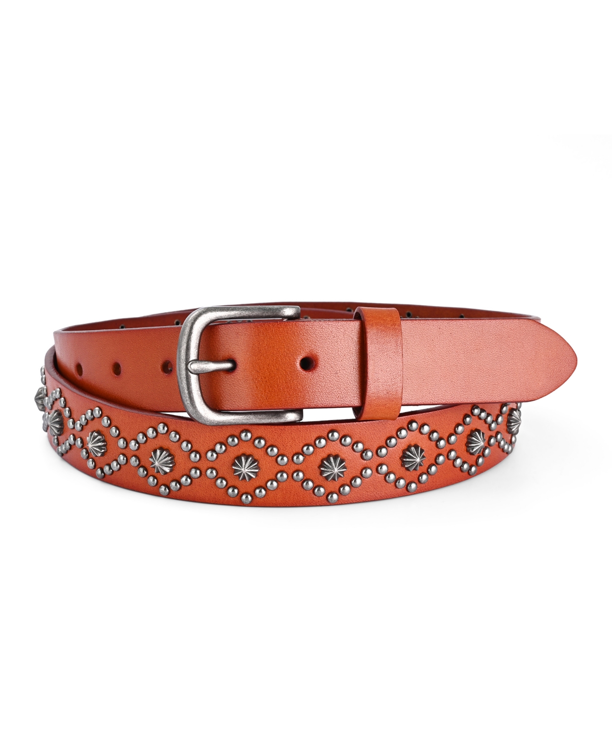 Women's Sunburst Leather Belt - Camel