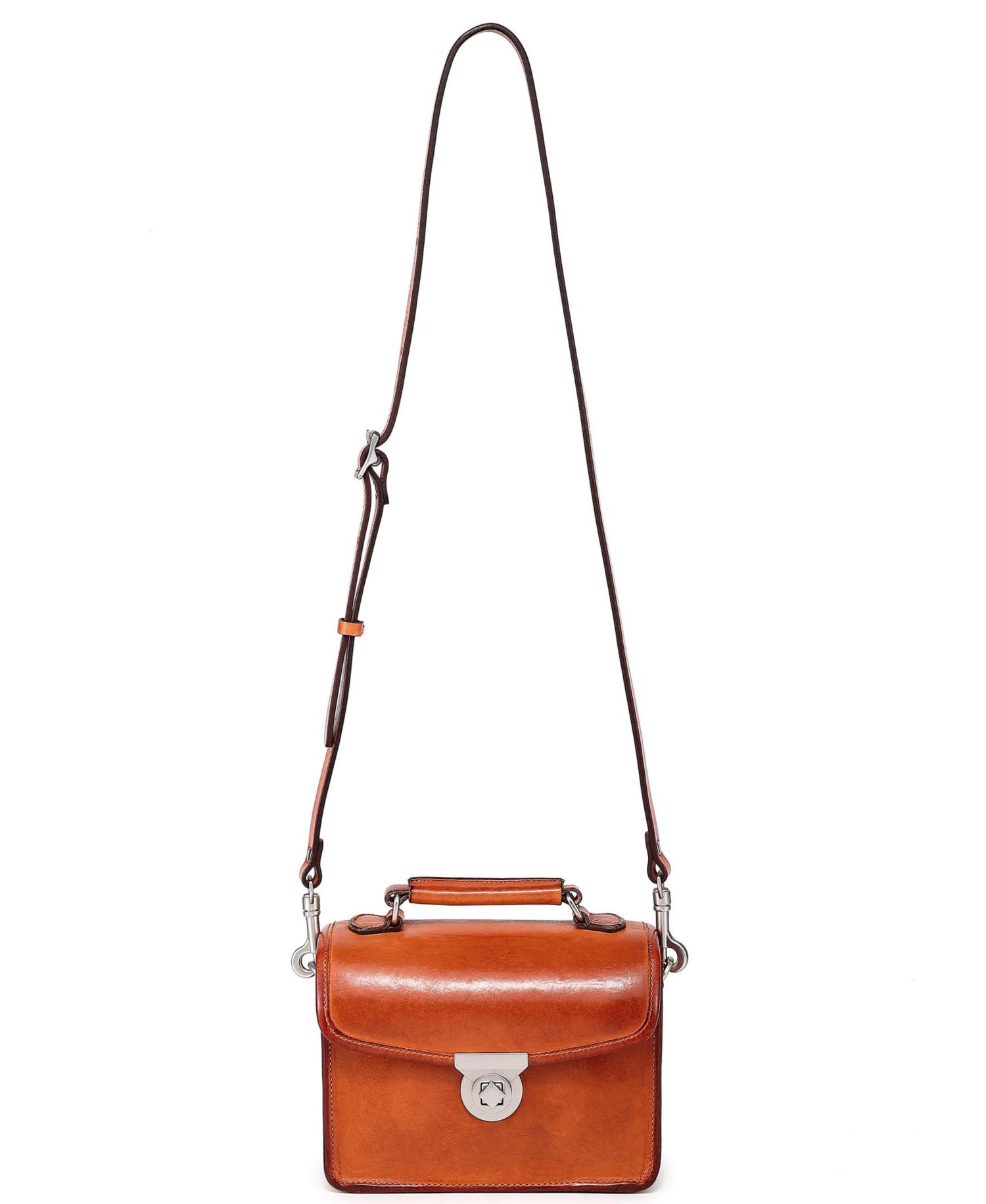 Laurel Mini Leather Convertible Pushlock Crossbody Bag