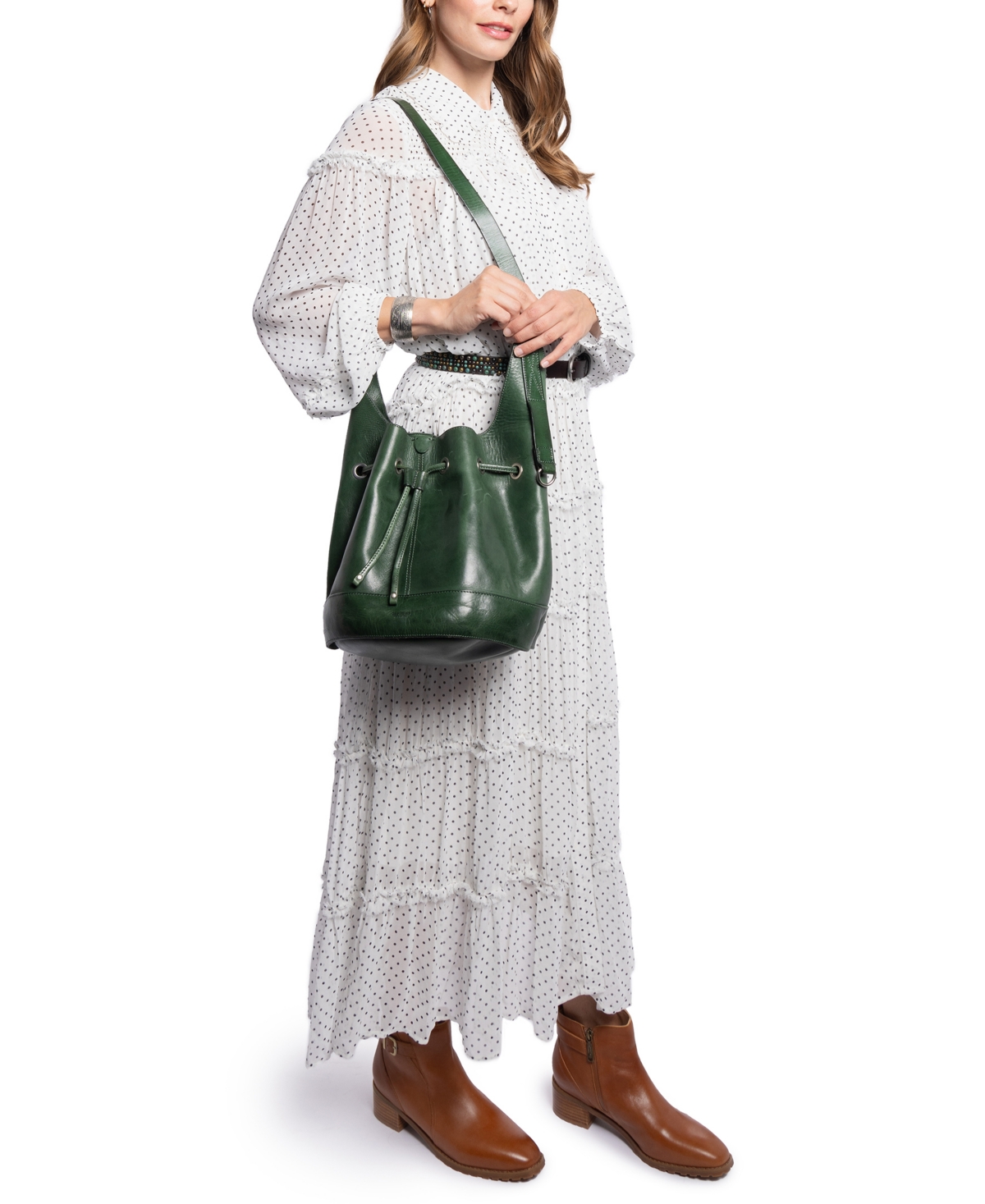 Old Trend Lily Shoulder Bucket Bag In Green