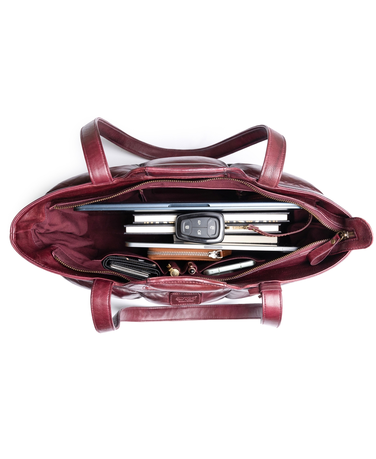 Old Trend Puff Clover Leather Tote Bag In Burgundy