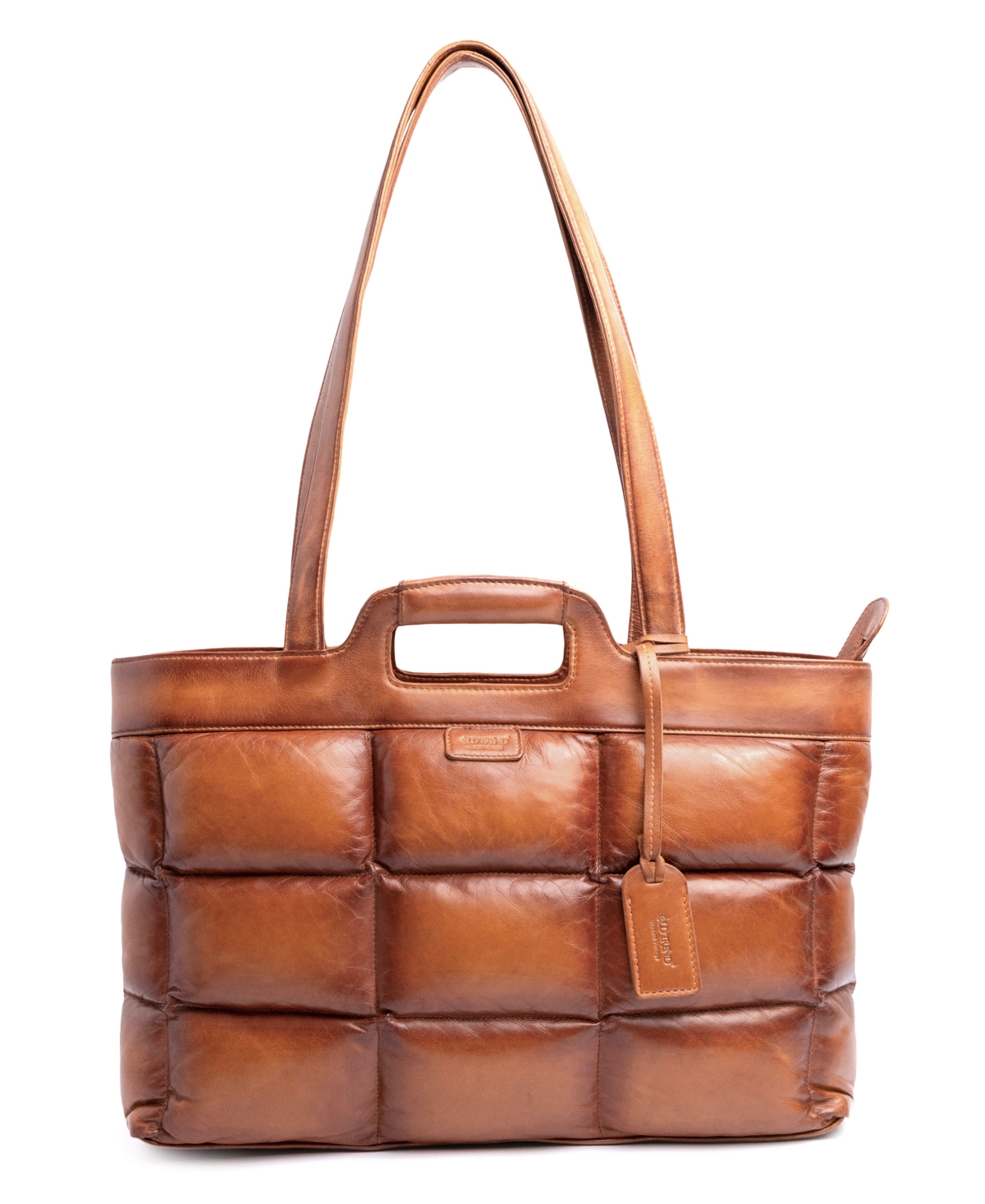 Old Trend Puff Clover Leather Tote Bag In Cognac