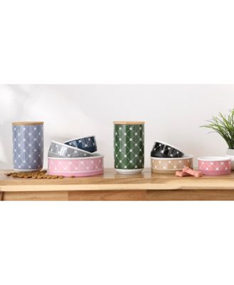 Ceramic Pet Treat Canister Trellis Paw