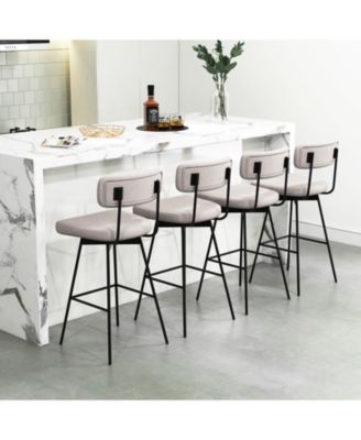 25 Inch Counter Height Upholstered Swivel Bar Stool Set of 2