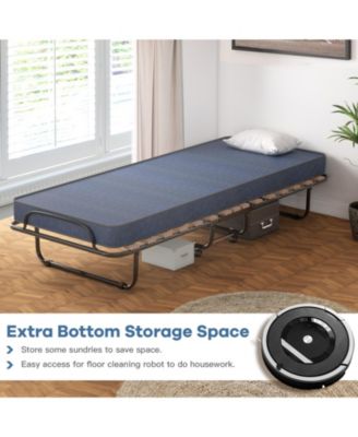 Portable Folding Bed with Memory Foam Mattress and Sturdy Metal Frame Made in Italy