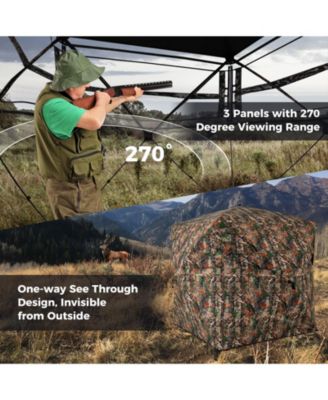 82 Inch Tall Hunting Blind 270° One Way See Through Ground Tent for 3-4 People