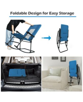Foldable Rocking Padded Portable Camping Chair with Backrest and Armrest