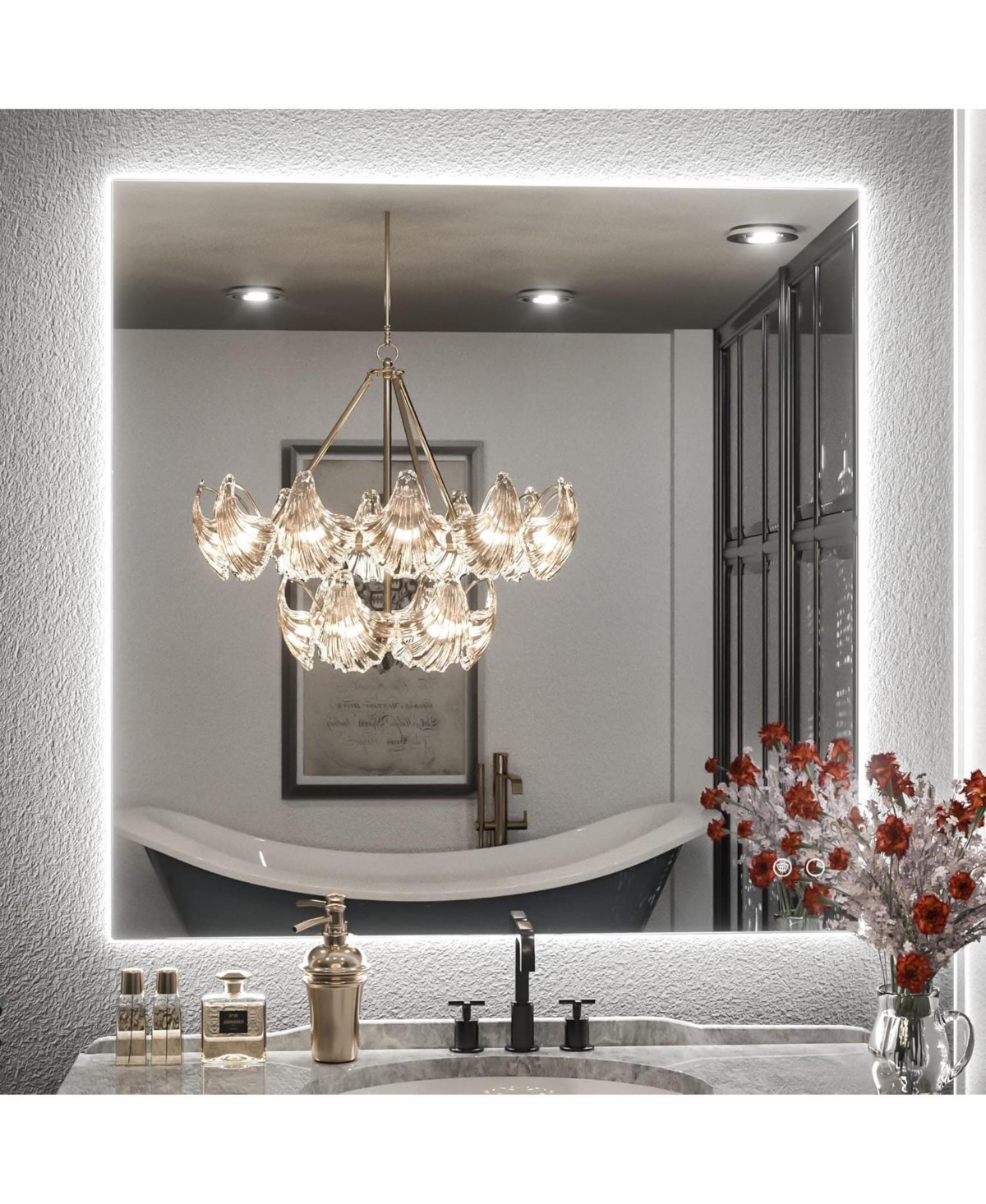 Led Backlit Frameless Lighted Bathroom Wall Mirror Vanity Mirror Brightness Adjust - Silver