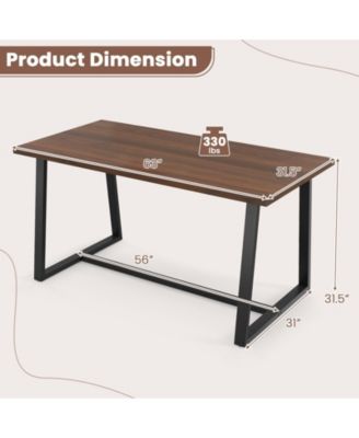 Large Dining Table with Heavy-duty Metal Frame and Anti-slip Foot Pads