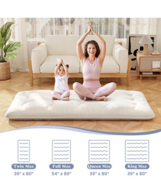 Twin Futon Mattress Floor Sleeping Pad with Washable Cover-Twin Size