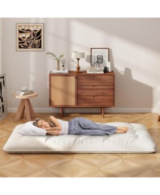 Twin Futon Mattress Floor Sleeping Pad with Washable Cover-Twin Size