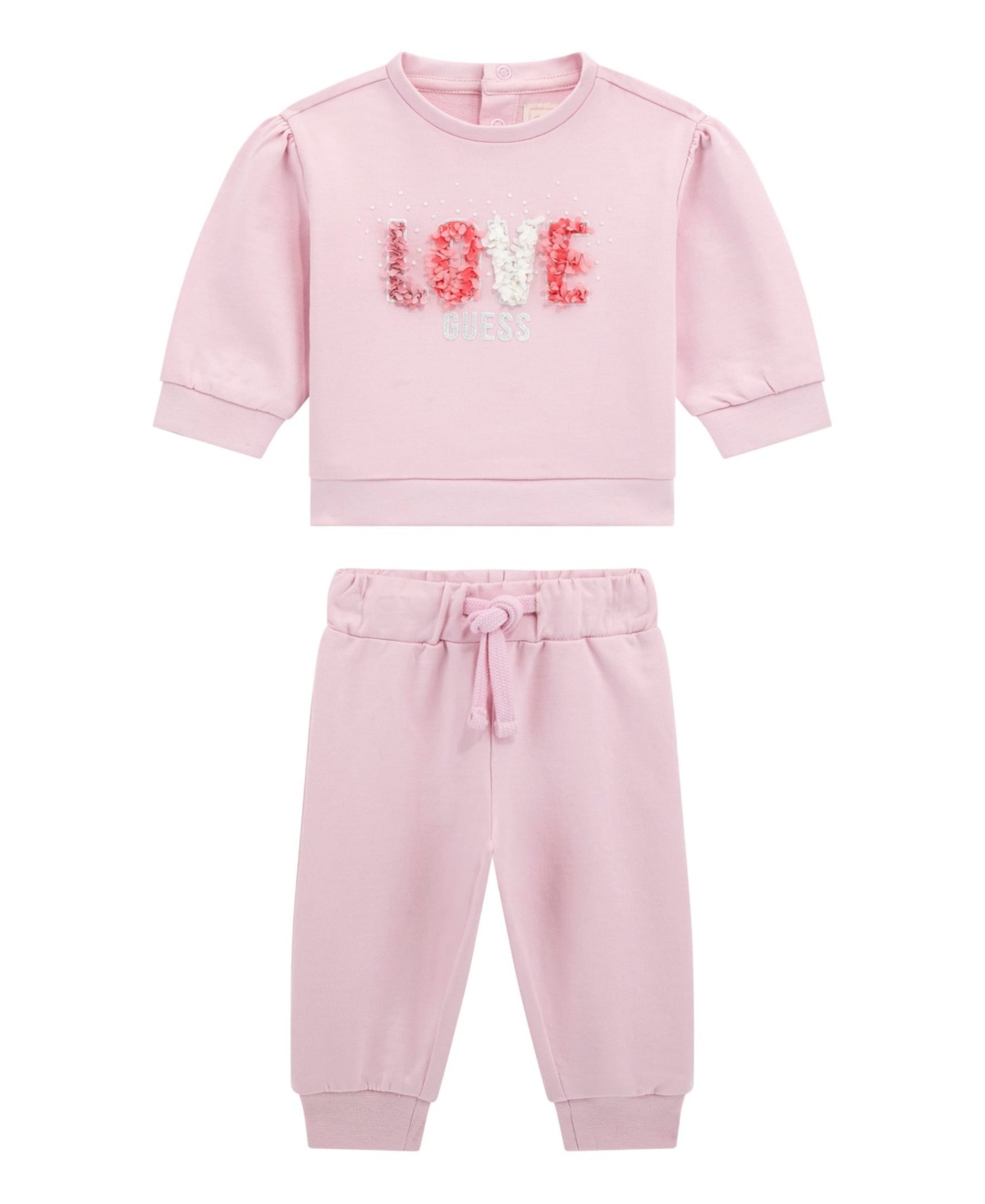 Guess Logo-embellished Tracksuit In Pink