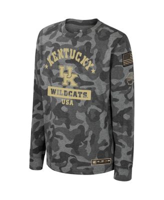 Big Boys and Girls Camo Kentucky Wildcats OHT Military Appreciation Dark Star Long Sleeve T-Shirt