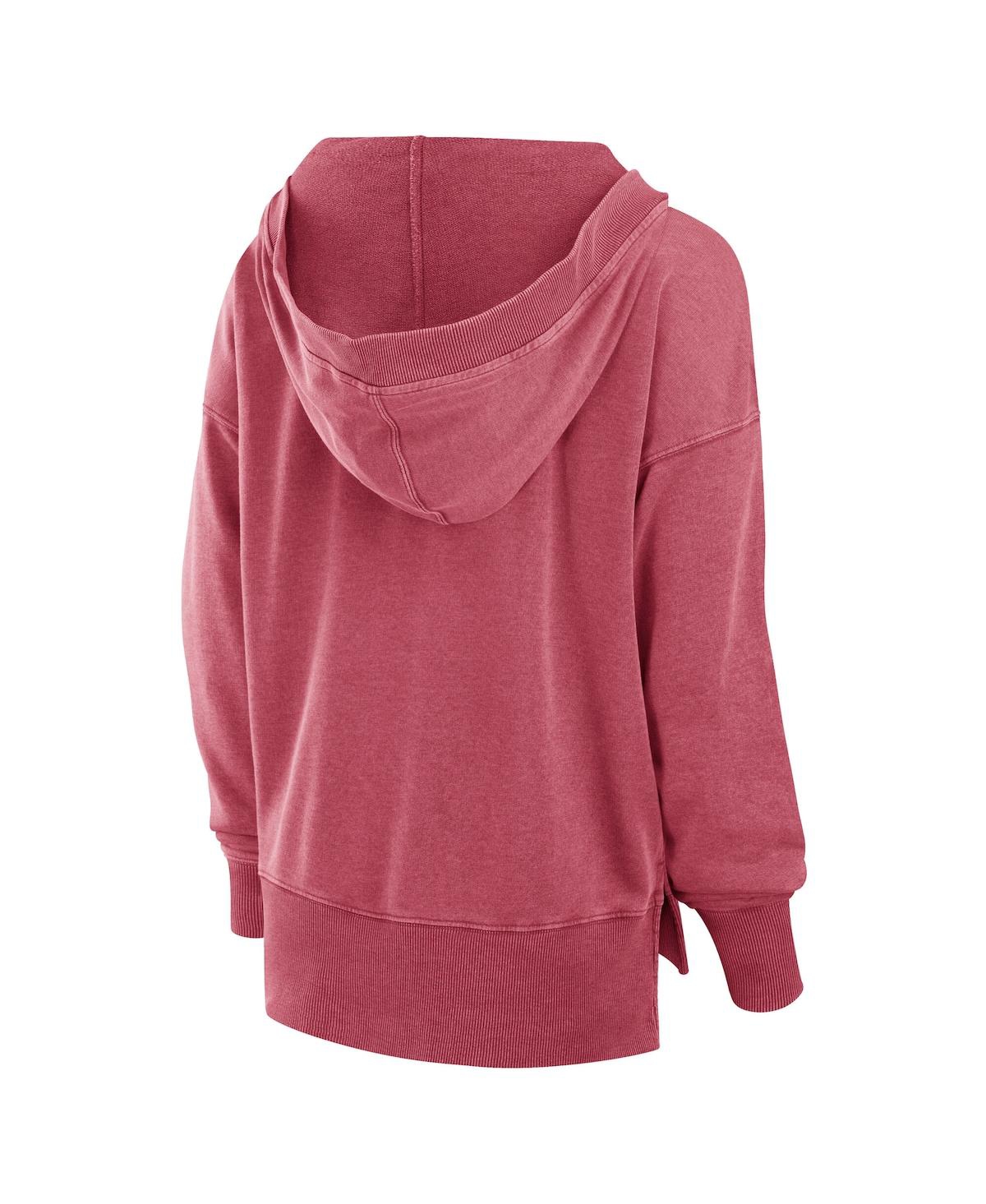 Fanatics Women's Crimson Alabama Crimson Tide Initiative Snow Wash French Terry V-neck Pullover Hoodie In Crimson