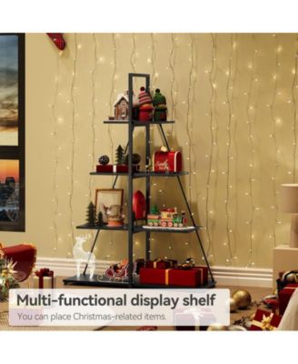 4-Shelf A-Shaped Ladder Bookcase Display with Wooden Storage Shelves for Living Room and Home Office