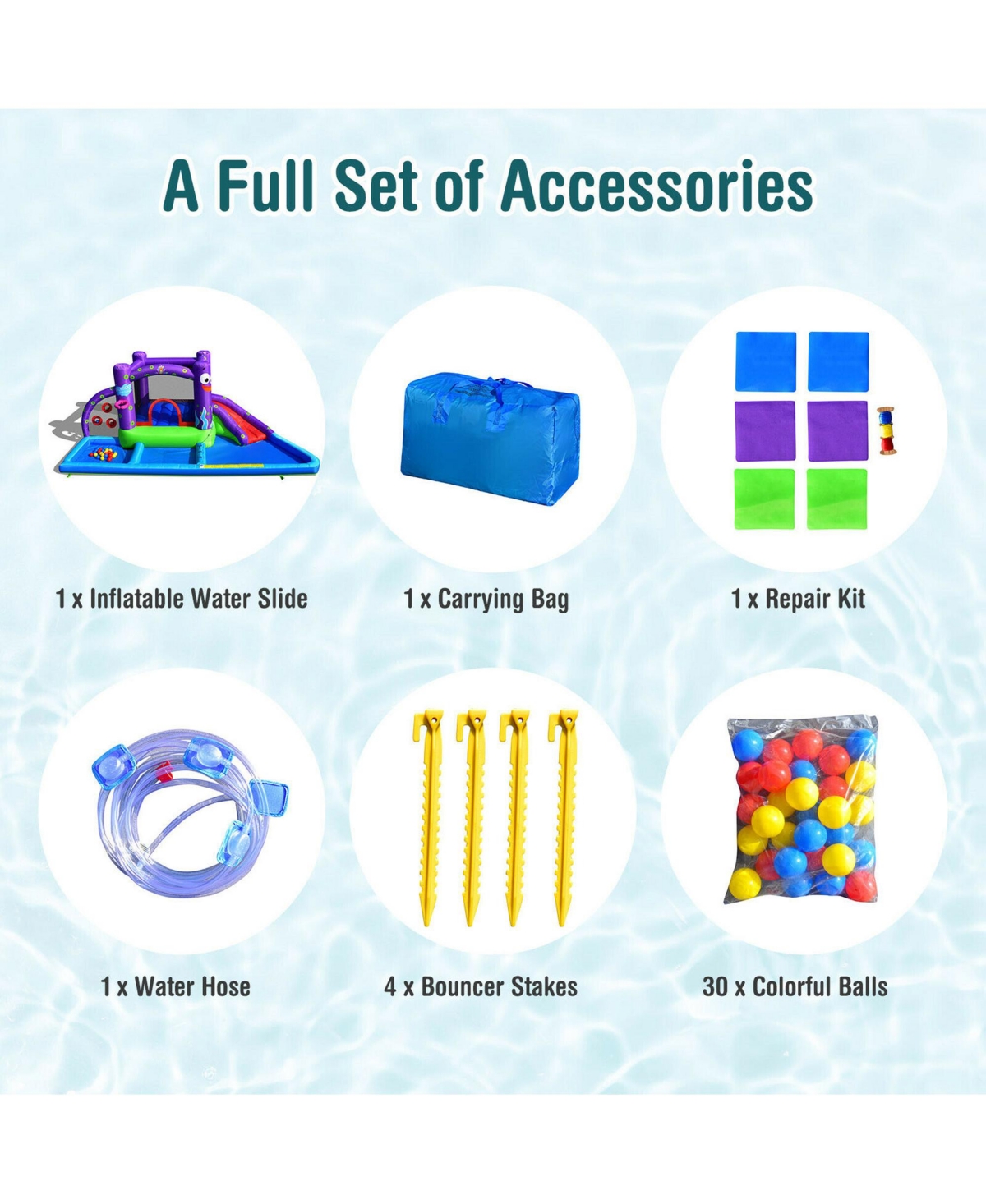 Gymax Inflatable Water Slide Castle Kids Bounce House w/ Octopus Style Blower Excluded - Purple+blue+green+red