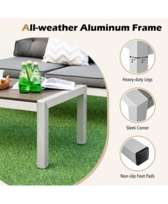 Modern Rectangular Patio Table with Plastic Wood Tabletop and Rustproof Aluminum Frame