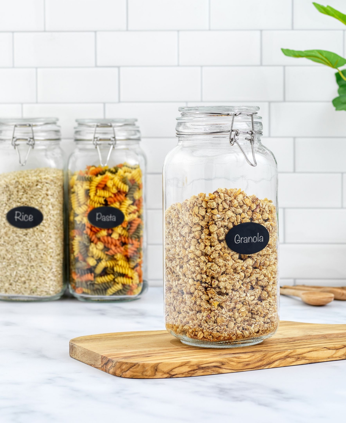 JOYJOLT AIRTIGHT SET OF 3 GLASS JARS STORAGE CANISTER 