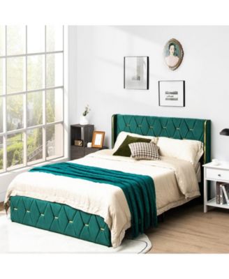 Full Size Upholstered Platform Bed Frame with Adjustable Headboard-Full Size