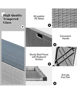 8 Pieces Patio Rattan Furniture Set with Storage Waterproof Cover and Cushion