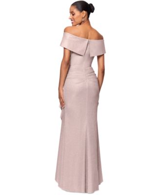 Women's Metallic Off-The-Shoulder Ruffled Gown