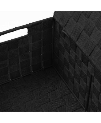 3 Piece Decorative Stackable Woven Basket with Lid and Built-in Carry Handles - Great for Storage and Organization