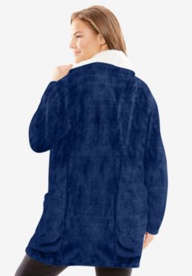 Women's Sherpa Lined Collar Microfleece Bed Jacket