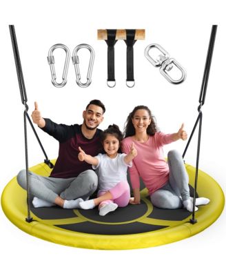 43" Saucer Tree Swing for Kids Adult, Waterproof Flying Saucer Swing with Adjustable Hanging Straps, Swing Seats for Backyard Outdoor Indoor Playground