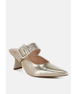 Bismi Large Buckle Kitten Heel Mules