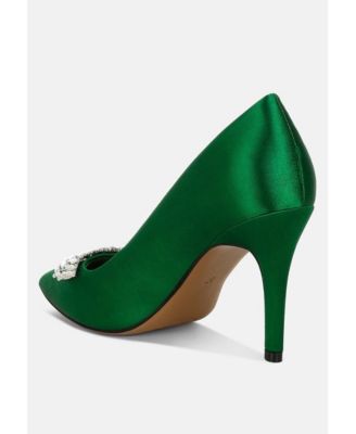 Rhodolia Diamante Brooch Detail Satin Pumps