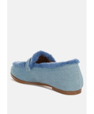 Nivena Fur Detail Denim Loafers