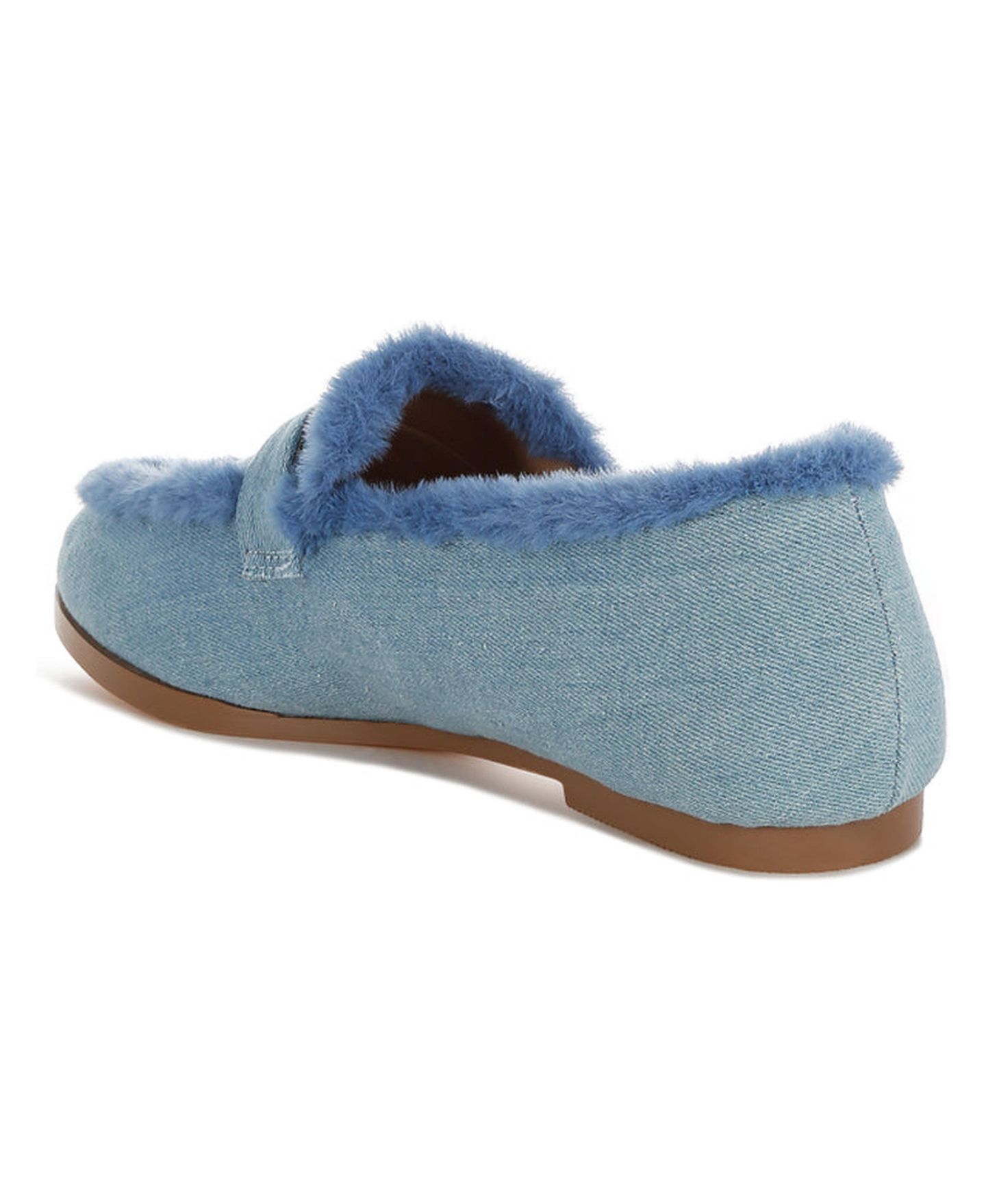 Женские туфли Rag & Co Nivena Fur Detail Denim Loafers, цвет: Синий — фото 3