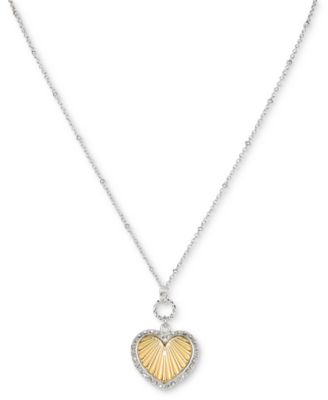 Patricia Nash - Two-Tone Sunray Texture Heart Pendant Necklace, 18" + 3" extender