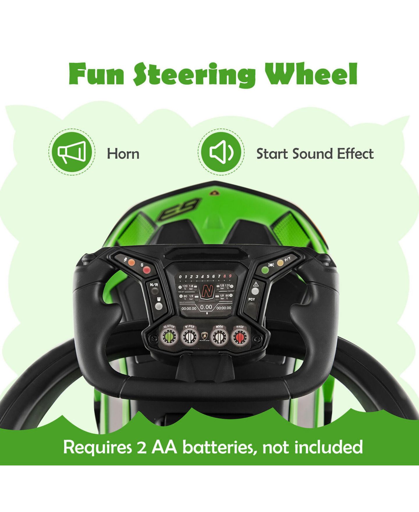 Детская игрушка Gymax 3-in-1 Licensed Lamborghini Ride-On Car with Sound, 55 lb. Capacity, Ages 12-36 Months, цвет: Чёрный, вариант 1 — фото 4
