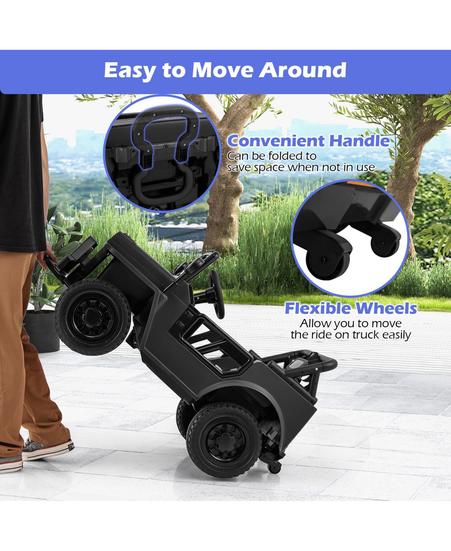 Детская игрушка Gymax 12V Ride-On Truck 39"L x 24.4"W x 24.4"H, Remote Control Ride-On Toy, 66 lbs. Capacity, Ages 3+, цвет: Чёрный — фото 8