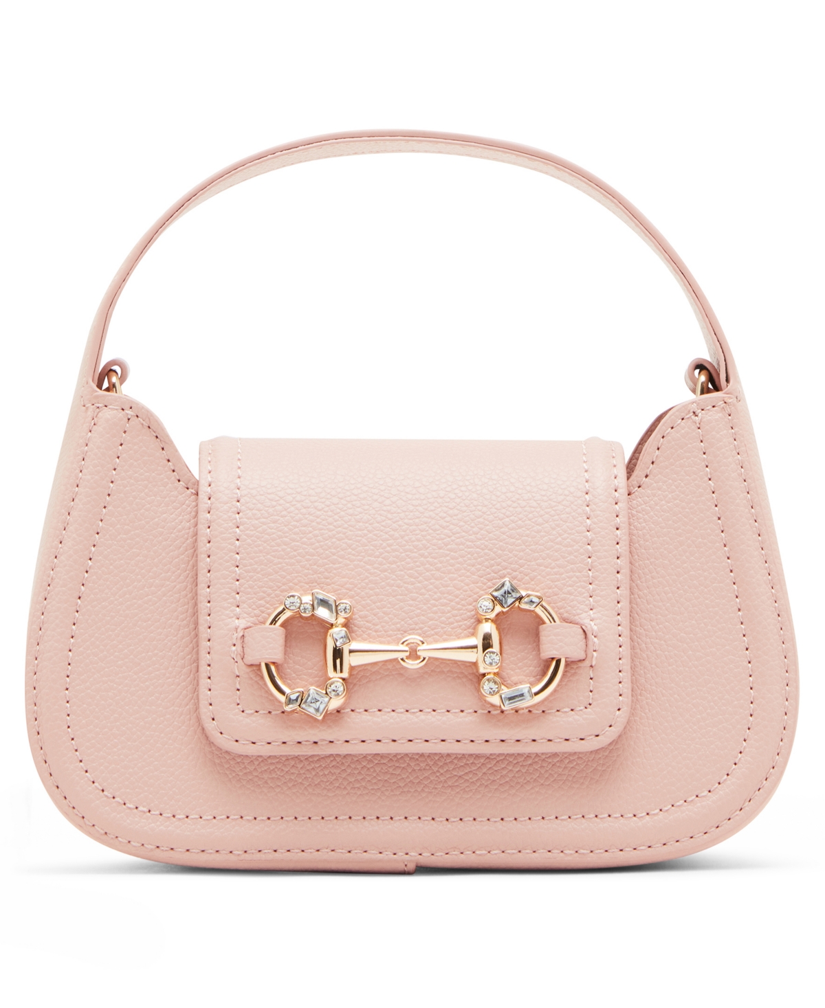 Crystal Horsebit Top Handle Small Crossbody Bag - Pink